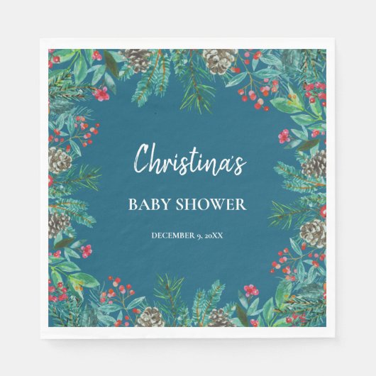 Winter Baby shower Blauw Servet (Voorkant)
