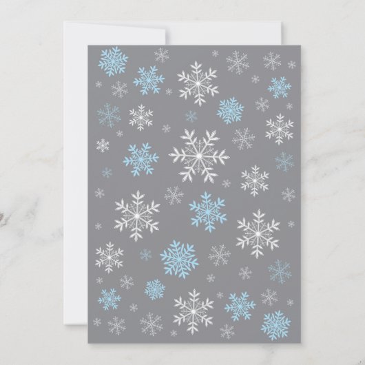 Winter Baby shower Blauw Wit en grijs Snowflake Kaart (Achterkant)