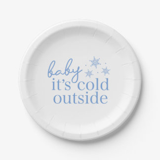 Winter Baby Shower Blauwe Baby Het Is Koud Buiten Papieren Bordje