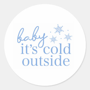 Winter Baby Shower Blauwe Baby Het Is Koud Buiten Ronde Sticker