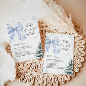 Winter Baby Shower, Blue Bow It's Cold Outside Kaart