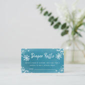 Winter Baby shower Blue Snow Diaper Raffle Ticket Informatiekaartje (Staand voorkant)
