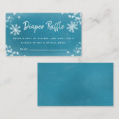 Winter Baby shower Blue Snow Diaper Raffle Ticket Informatiekaartje (Voorkant / Achterkant)