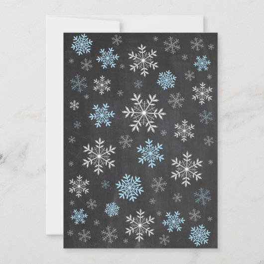Winter Baby shower Blue Snowflake Chalkboard Kaart (Achterkant)