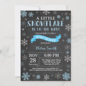 Winter Baby shower Blue Snowflake Chalkboard Kaart (Voorkant)