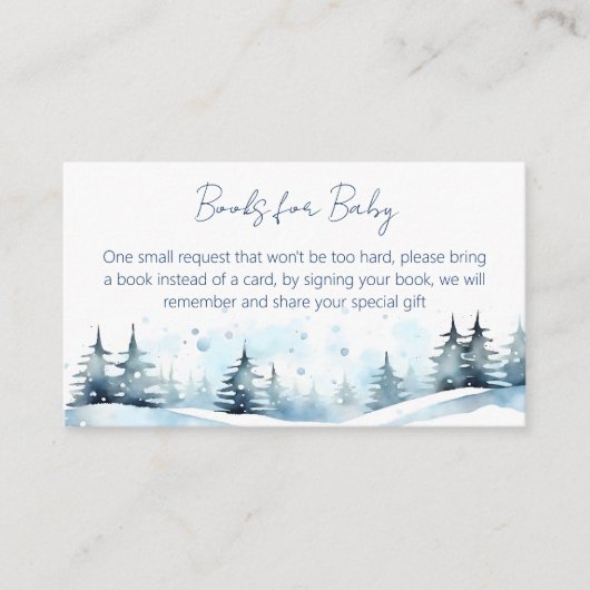 Winter baby shower boeken voor baby informatiekaartje (Voorkant)