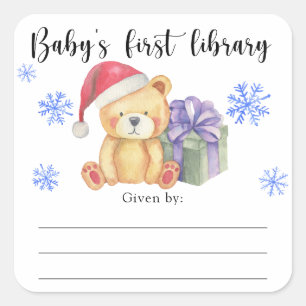 Winter baby shower-boekenlegger, boeken voor baby vierkante sticker