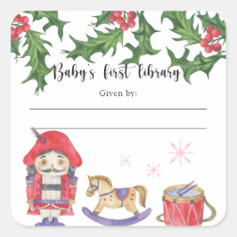 Winter baby shower-boekenlegger, boeken voor baby vierkante sticker