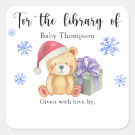 Winter baby shower-boekplaat, boeken voor baby vierkante sticker