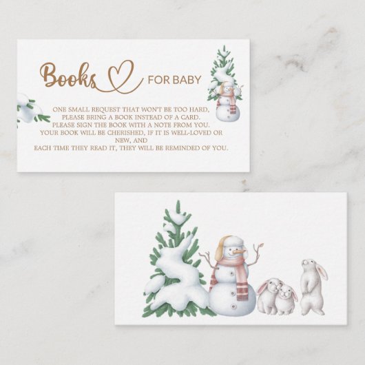 Winter Baby shower Books voor de Baby Informatiekaartje (Voorkant / Achterkant)