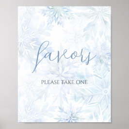Winter Baby Shower Boy Blue Snowflake Favor Poster