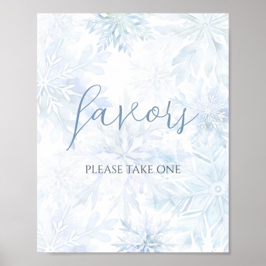 Winter Baby Shower Boy Blue Snowflake Favor Poster (Voorkant)
