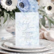 Winter Baby Shower Boy Blue Snowflake