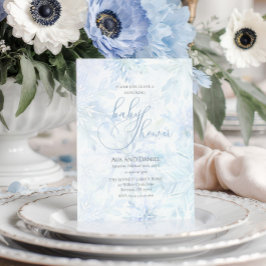 Winter Baby Shower Boy Blue Snowflake Kaart