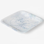 Winter Baby Shower Boy Blue Snowflake Papieren Bordje (Gebogen)