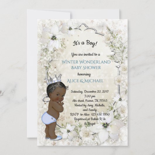 Winter Baby shower Boy, Etnisch, Winter Wonderland Kaart (Voorkant)