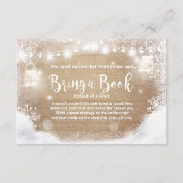 Winter Baby shower Breng een boek Sneeuwbijthout Informatiekaartje