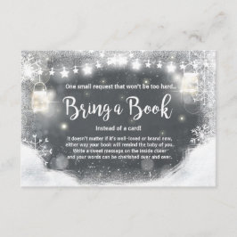 Winter Baby shower Breng een boek Sneeuwstrak donk Informatiekaartje