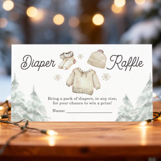 Winter Baby Shower Cold Outside Snow Diaper Raffle Informatiekaartje