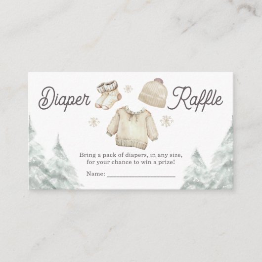 Winter Baby Shower Cold Outside Snow Diaper Raffle Informatiekaartje (Voorkant)