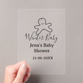 Winter baby shower cookie black scribble hand-draw acryl uitnodigingen (Insitu (Draagbaar))