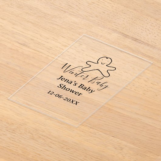 Winter baby shower cookie black scribble hand-draw acryl uitnodigingen (Laagn)