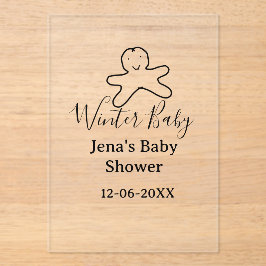 Winter baby shower cookie black scribble hand-draw acryl uitnodigingen
