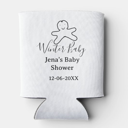 Winter baby shower cookie black scribble hand-draw blikjeskoeler (Achterkant)