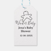 Winter baby shower cookie black scribble hand-draw cadeaulabel (Achterkant)