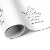 Winter baby shower cookie black scribble hand-draw cadeaupapier (Rol Hoek)