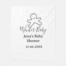 Winter baby shower cookie black scribble hand-draw fleece deken
