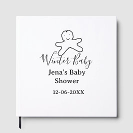Winter baby shower cookie black scribble hand-draw gastenboek