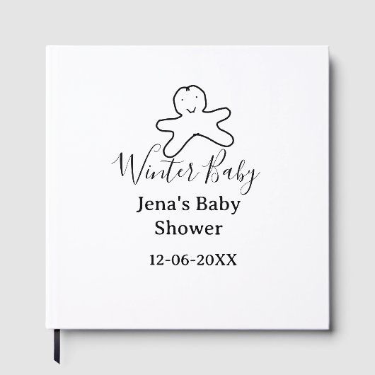Winter baby shower cookie black scribble hand-draw gastenboek (Voorkant)