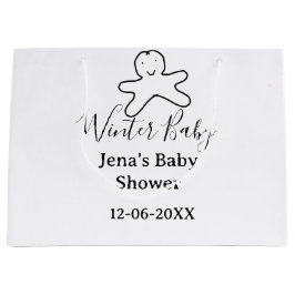 Winter baby shower cookie black scribble hand-draw groot cadeauzakje