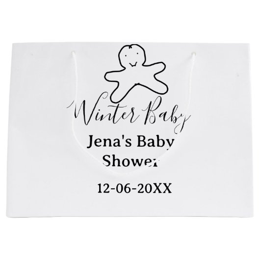 Winter baby shower cookie black scribble hand-draw groot cadeauzakje (Voorkant)