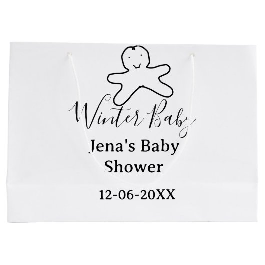 Winter baby shower cookie black scribble hand-draw groot cadeauzakje (Achterkant)