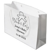 Winter baby shower cookie black scribble hand-draw groot cadeauzakje (Achterkant Gekanteld)
