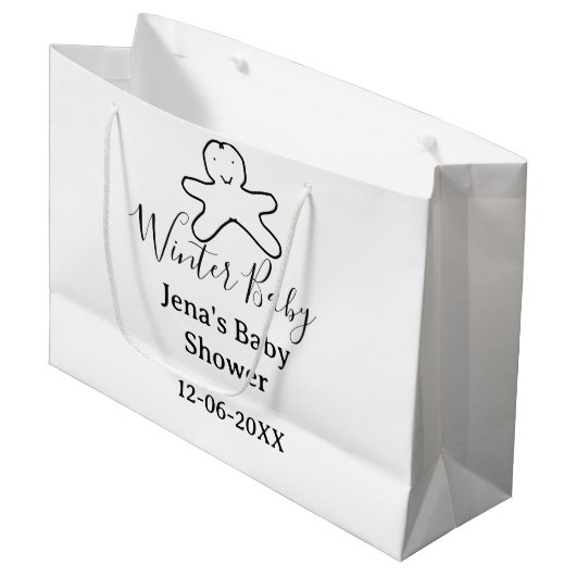 Winter baby shower cookie black scribble hand-draw groot cadeauzakje (Voorkant Gekanteld)