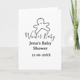 Winter baby shower cookie black scribble hand-draw kaart