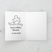 Winter baby shower cookie black scribble hand-draw kaart (Binnen)