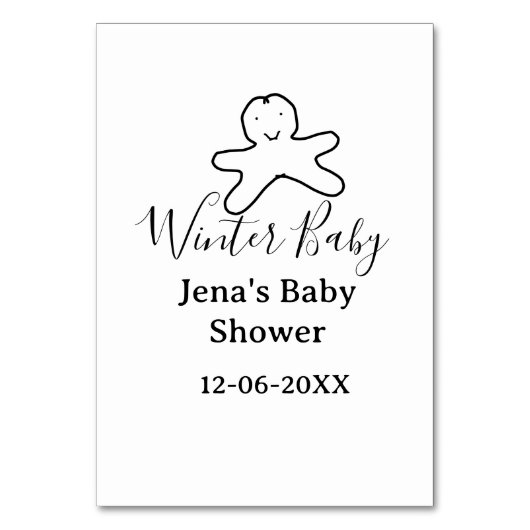 Winter baby shower cookie black scribble hand-draw kaart (Achterkant)