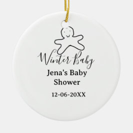 Winter baby shower cookie black scribble hand-draw keramisch ornament