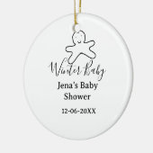 Winter baby shower cookie black scribble hand-draw keramisch ornament (Links)