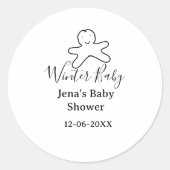 Winter baby shower cookie black scribble hand-draw ronde sticker (Voorkant)