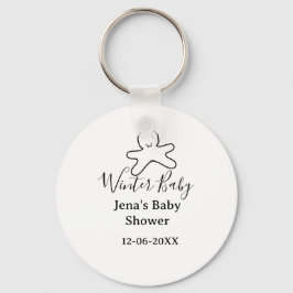 Winter baby shower cookie black scribble hand-draw sleutelhanger