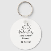 Winter baby shower cookie black scribble hand-draw sleutelhanger (Achterkant)