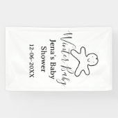 Winter baby shower cookie black scribble hand-draw spandoek (Horizontaal)