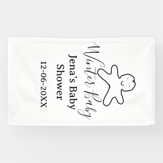 Winter baby shower cookie black scribble hand-draw spandoek (Horizontaal)