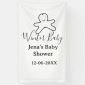 Winter baby shower cookie black scribble hand-draw spandoek (Verticaal)