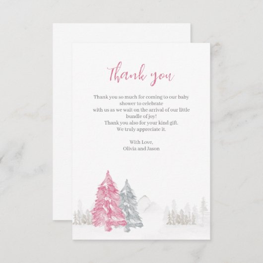 Winter Baby shower Dank u Bedankkaart (Voorkant / Achterkant)